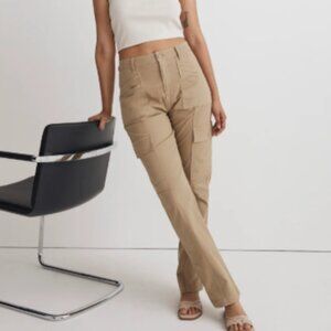 Madewell The Curvy Garment-Dyed '90s Straight Cargo Pant Ash Green Size 25